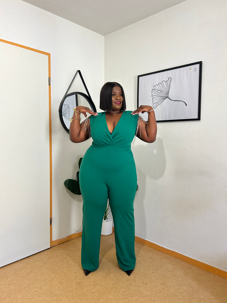 COMBINAISON À MANCHES FRANGÉES AVEC CHAÎNE EN CRISTAL ET EN MÉTAL PLUS